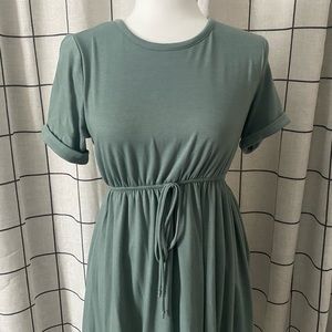 *Pink Blush* Green mini maternity dress